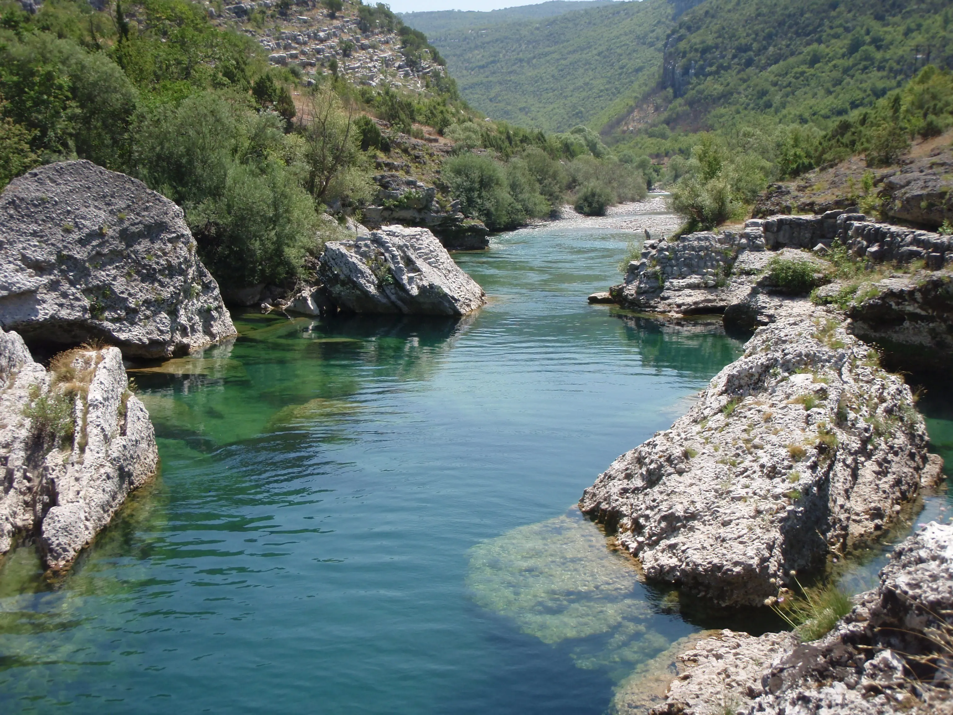 Peaceful river flowing through nature
